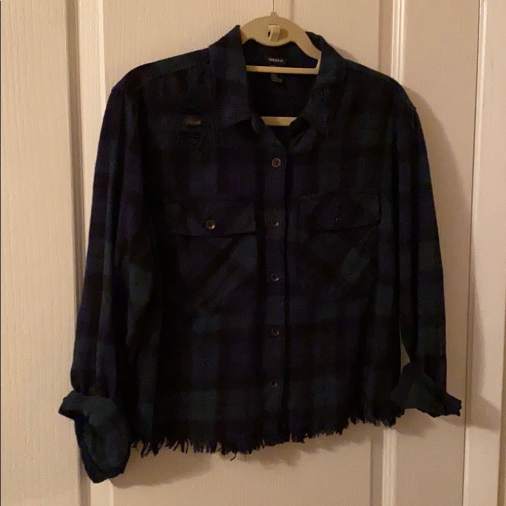 Plaid button up crop top